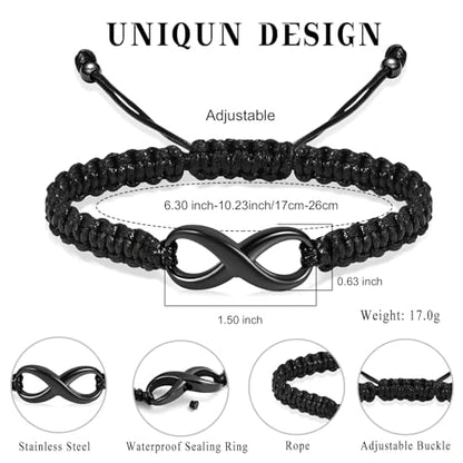 Minicremation Cremation Bracelet for Ashes Infinity Memorial Jewelry Urn Bracelet Braided Rope Adjustable Keepsake Bangle for Women Men - color: Black