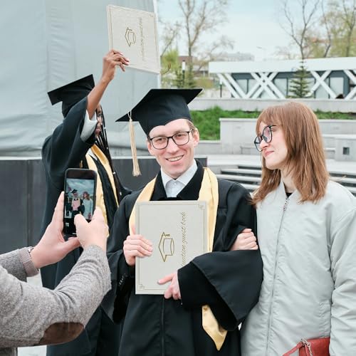 Graduation Guest Book 2026 - Memory Scrapbook for College Gifts Graduation, Guest Book for Graduation Party Sign-In with Custom Message 120 Pages, 7x9 Inch Elegant Graduation Yearbook (White) - color: white