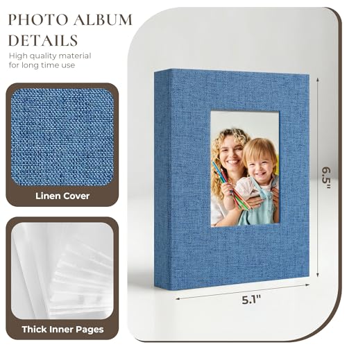 Vienrose 4x6 Mini Photo Album, 2 Pack, 52 Photos, Blue - color: Blue, size: 4x6 26 Pockets