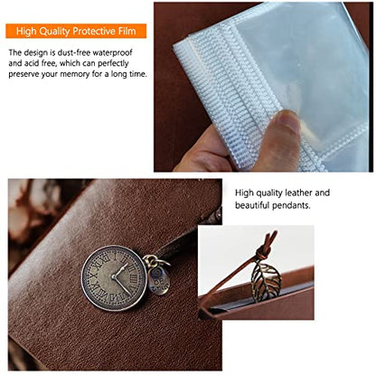 Photo Album 4x6 160 Photos, Leather Photo Albums with Writing Space With 30 Writing Paper, Travel Family Wedding Kids Graduation Ultrasound Baby Picture Album Scrapbook Photo Album - color: Simple Style