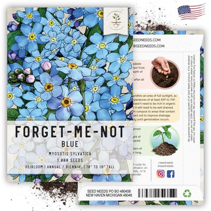 Seed Needs Forget Me Not Seeds to Plant Blue Annual Flowers 2 Packs - size: 2 Packs, style: Blue FMN