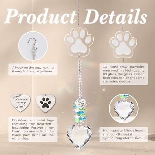 Pet Memorial Suncatcher, Dog Memorial Gifts, Pet Loss, Pet Sympathy, Thoughtful Dogs and Cats Remembrance, Bereavement Gifts - Green - color: Green