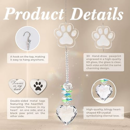 Pet Memorial Suncatcher, Dog Memorial Gifts, Pet Loss, Pet Sympathy, Thoughtful Dogs and Cats Remembrance, Bereavement Gifts - Green - color: Green