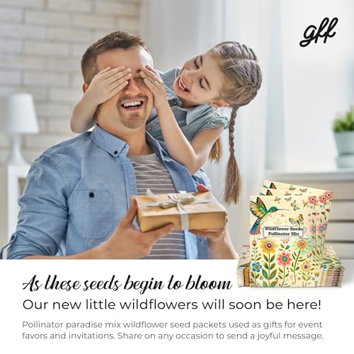 20 Wildflower Seed Packets - Pollinator Seed Mix for Guests - Thank You Gifts Party Favors - Gifts Wild Flower Throw and Grow Perennial Annual Mix to Attract Pollinators Bees - Hummingbirds Non-GMO - size: Pack of 20