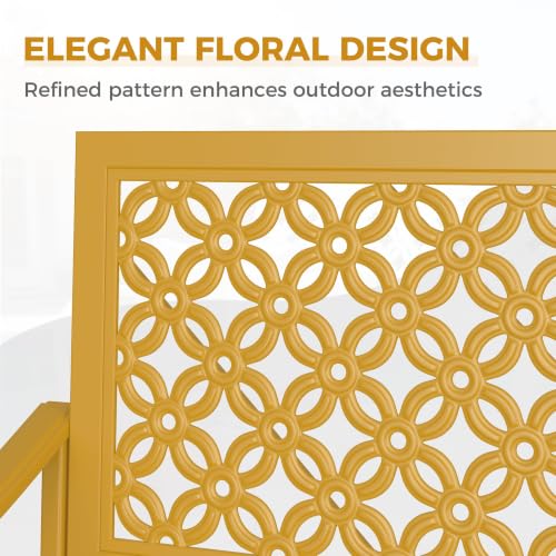 Grand patio 50" Outdoor Bench, Garden Bench with Armrests, Yellow | Anti-Rust Metal Powder Coated Frame, Patio Bench for Front Porch Park Outside Furniture - color: Sunflower Yellow