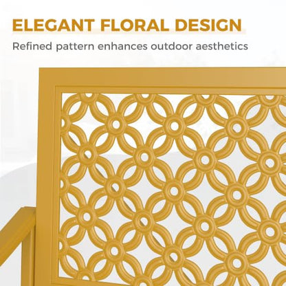 Grand patio 50" Outdoor Bench, Garden Bench with Armrests, Yellow | Anti-Rust Metal Powder Coated Frame, Patio Bench for Front Porch Park Outside Furniture - color: Sunflower Yellow