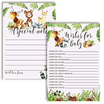 Amanda Creation Watercolor Woodland Forest Animals Baby Wishes Cards 20, 4"x6" - Great Keepsake and Fun Activity for Baby Showers - Baby Keepsakes Last Generations - Fill-In, Double-Sided Cards - style: Woodland Forest Animals