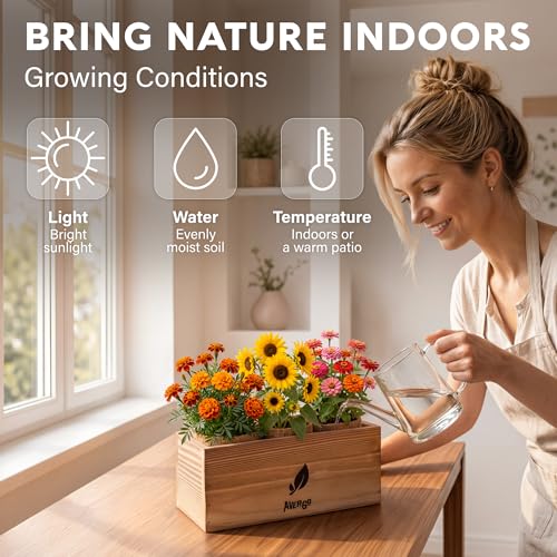 AVERGO Flower Seeds Growing Kit - Complete Indoor Plant Set | Complete Indoor & Outdoor Kit with Seeds for Planting, Planters, Soil, Tools, Instructions
