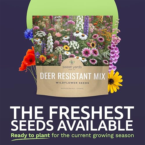Deer Resistant Wildflower Seed Mixture - Bulk 1 Ounce Packet - Over 15,000 Deer Tolerant Seeds - Open Pollinated and Non GMO - size: 1 Ounce Pouch