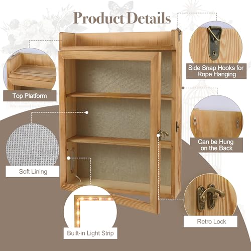 11x16 Flower Shadow Box Frame with Shelves, Rustic Wood - color: Standard Wood