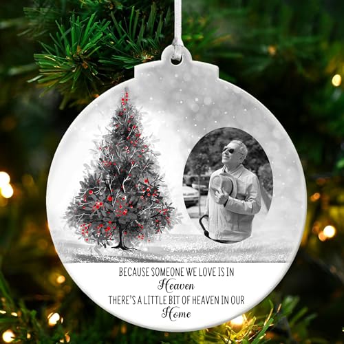 Personalized Memorial Christmas Ornaments with Photo - Custom Christmas Tree Decorations Xmas Gifts in Loving Memory Keepsake for Your Loved Ones (Design 3, Round) - color: Design 3, size: Round