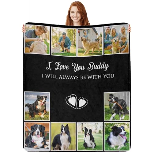 Custom Blanket with Photos Text Personalized Throw Blanket Using My Own Pictures Customized Fleece Blankets for Baby Mom Dad Couples Friends Dog Pets Lovers Christmas Birthday Memorial Gifts S - color: 1-1-1