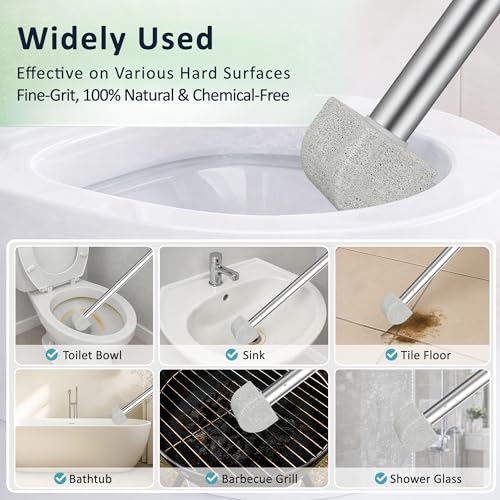 Pumice Stone Toilet Cleaner with Long Handle – 8 Refills for Hard Water - color: Black