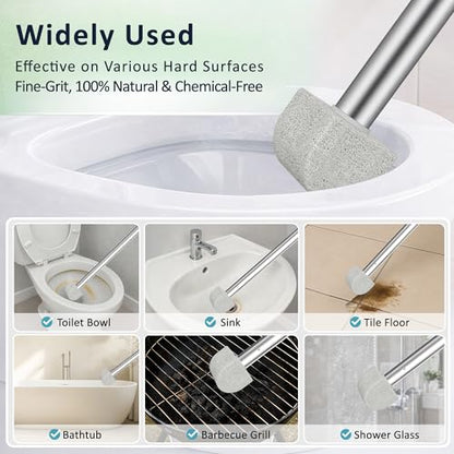 17" Pumice Stone Toilet Bowl Cleaner, 8 Heads – Non-Scratch - color: Grey