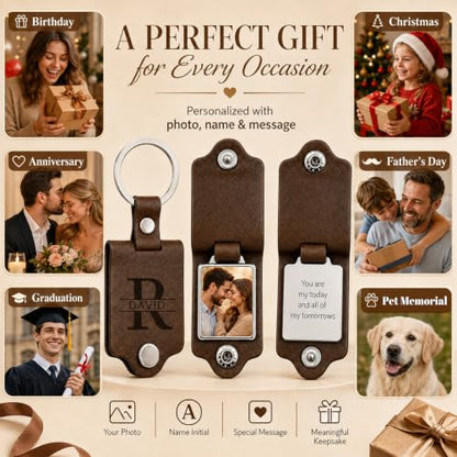 Custom Keychain with Picture, Personalized Photo Gift for Men