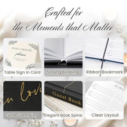 Funeral Guest Book for Celebration of Life, in Loving Memory Sign in Book - color: Black