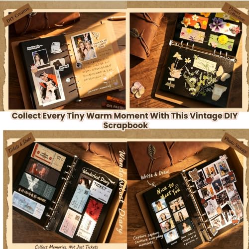Scrapbook Album, 32 Self-Adhesive Pages & 20 Kraft Writing Pages, DIY Memory Book with Storage Envelope, Holds Up to 120 Photos, Photo Album Craft Set for Wedding Anniversary Family Vacation - color: Blue