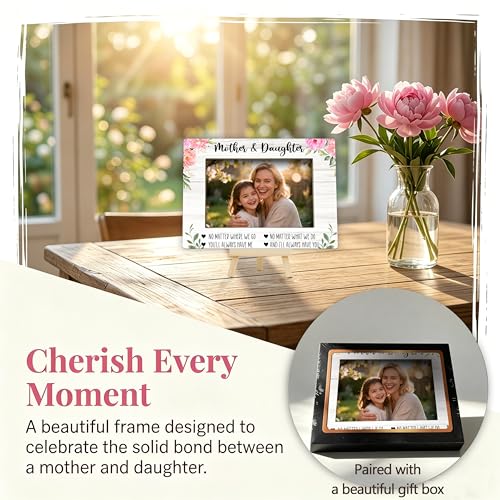 Mom Picture Frame | Flower Mothers Day Photo Frame 4×6, Memorial Picture Frames for Mother's Day Birthday Gifts - color: Pink Flower