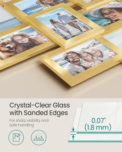 SONGMICS 12-Pack 4 x 6 Collage Picture Frames with Glass Front - color: Pale Gold, size: 12 Pack