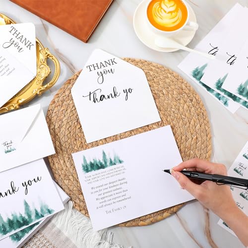 Fumete 50 Set Funeral Thank You Cards, Tree - style: Tree