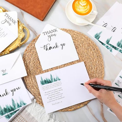Fumete 50 Set Funeral Thank You Cards, Tree - style: Tree