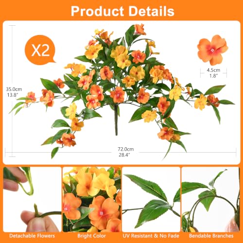 Hommyea Artificial Fake Fall Flowers for Outdoor UV Resistant Faux Flowers - color: Orange Yellow