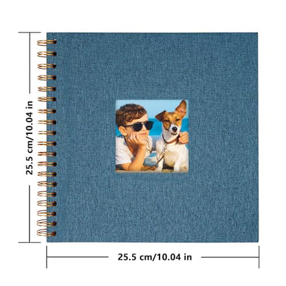 Scrapbook Photo Album, Linen Covered, 10x10 Inches, 20 Sheets/40 Pages | Hardcover Kraft White Pages, Wedding Guest Book, Travel Memory Book, Christmas, Baby Shower Keepsake, Family Album - color: Dark Blue, size: 10x10 Inch 40 Pages