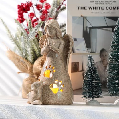 BEARAE Dog Memorial Gifts for Loss of Dogs, Pet Loss Sympathy Gifts, Dog Passing Away Bereavement Gift, Remembrance Grieving Dogs Angel Candle Holder - color: Grey #2