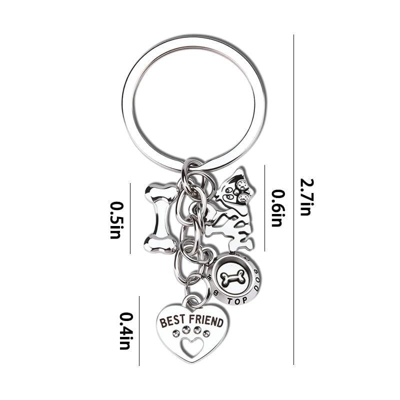 I Love My Dog Paw Print Keychain Pet Best Friend Puppy Bone Key Chain Charm for Dog Lovers Mom Dad Owners Birthday Christmas Gifts for Veterinarian Loss of Pet Memorial Sympathy Keyring Gift