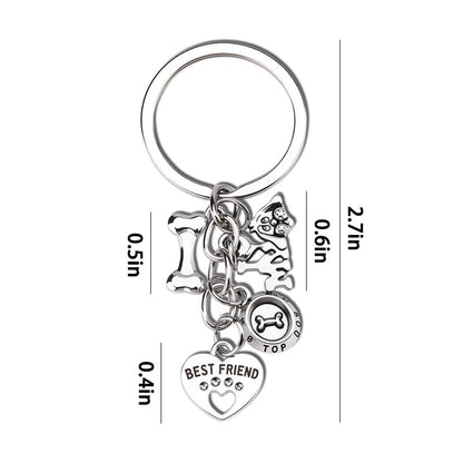 I Love My Dog Paw Print Keychain Pet Best Friend Puppy Bone Key Chain Charm for Dog Lovers Mom Dad Owners Birthday Christmas Gifts for Veterinarian Loss of Pet Memorial Sympathy Keyring Gift