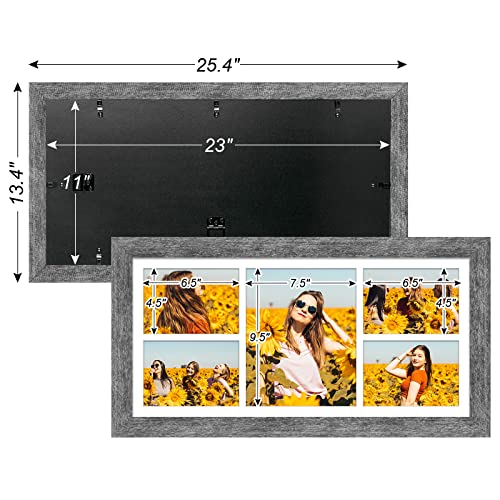 11x23 Collage Frame, 4 Open 5x7&1 Open 8x10 Photo Frame Collage - color: Grey, size: 11x23 - (4 open5x7+1 open8x10）