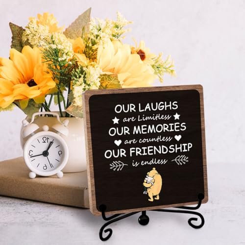 Winnie Friendship Gifts for Women, Heartwarming Quote Plaque Keepsake | Thank You Gift for Friends Sister Coworkers Bestie BFF, Wooden Sign for Home Office Desk, Appreciation Decorations - style: Friendship 01