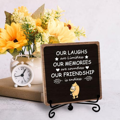 Winnie Friendship Gifts for Women, Heartwarming Quote Plaque Keepsake | Thank You Gift for Friends Sister Coworkers Bestie BFF, Wooden Sign for Home Office Desk, Appreciation Decorations - style: Friendship 01