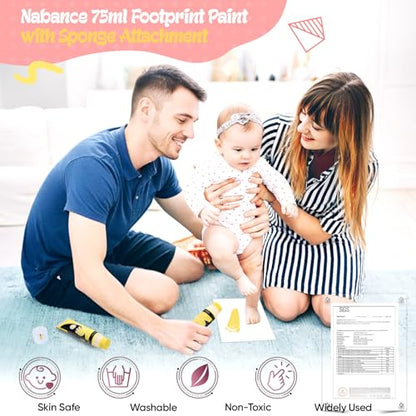 Nabance 2.54 fl oz Yellow Baby Hand and Footprint Friendly Paint, Dog Cat Paw Print Safe Paint, Non-Toxic Acid-Free, Safe Gentle for Home School Christmas New Year DIY Keepsake Stamp - color: Yellow
