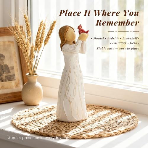 Cardinal Gifts for Women Angel Cardinal Figurine Decor Memorial Sympathy Gifts for Loss of Loved One Holding Hope - style: Messenger