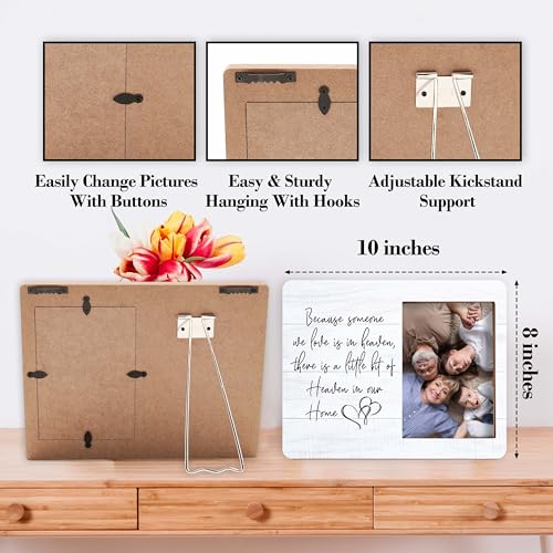 Memorial Pictures Frame, Because Someone We Love Is In Heaven Photo Frame, Sympathy Gifts For Loss Of Loved One, Farmhouse Home Living Room Bedroom Decoration -b21