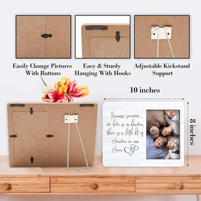 Memorial Pictures Frame, Because Someone We Love Is In Heaven Photo Frame, Sympathy Gifts For Loss Of Loved One, Farmhouse Home Living Room Bedroom Decoration -b21