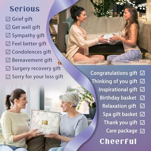 AHAGIFTREE Birthday Gifts for Women,Gift Basket for Women with Moon Lamp,11PC Self Care Gifts,Get Well Soon After Surgery,Relaxing Spa Gifts,Surgery Recovery,Sympathy - color: Blue Purple
