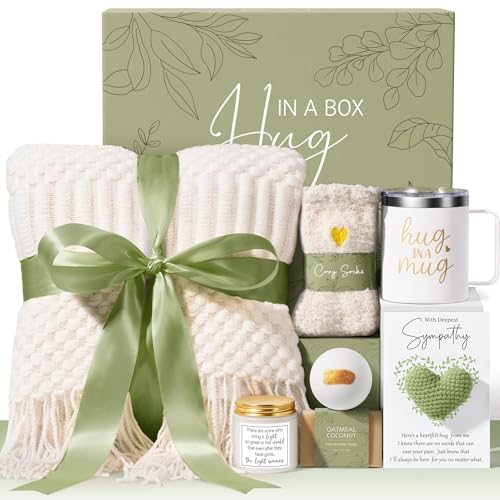 Sympathy Gifts for Loss of Loved One, Condolences Gift Baskets Grief Gifts | Memorial Bereavement Gift Ideas for Loss of Mom Dad, Hug In A Box Miscarriage Gifts for Mothers Thinking of You Care Package - color: Ivory White