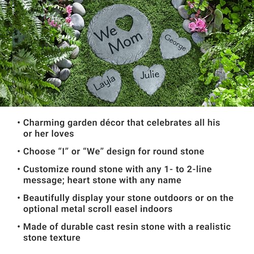 Let's Make Memories Personalized Garden Stone - Resin - Custom Garden Décor - Heart Stepping Stone - for Dad - for Father's Day - style: Any Message - Small Heart