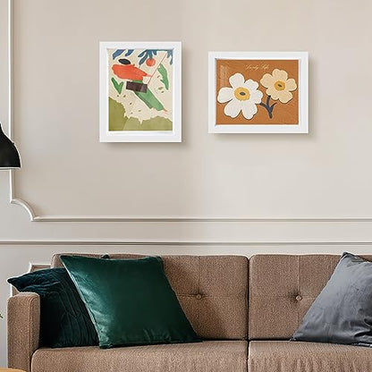 Shadow Box Frame 8x10 - 3 Pack Wood Deep Shadowbox with Glass - size: 8x10-3pcs-white