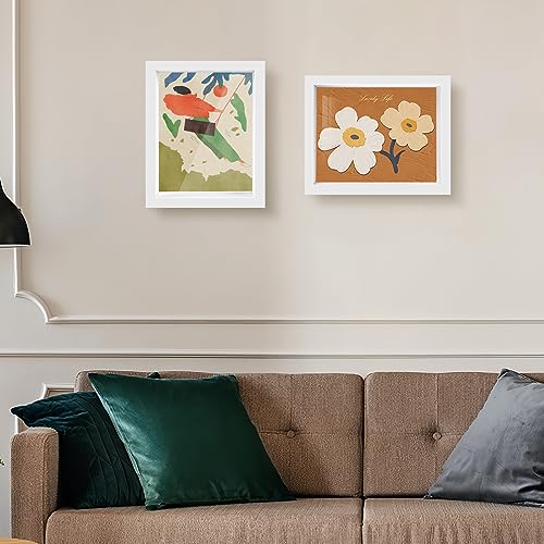 Shadow Box Frame 8x10 - 3 Pack Wood Deep Shadowbox with Glass - size: 8x10-3pcs-white