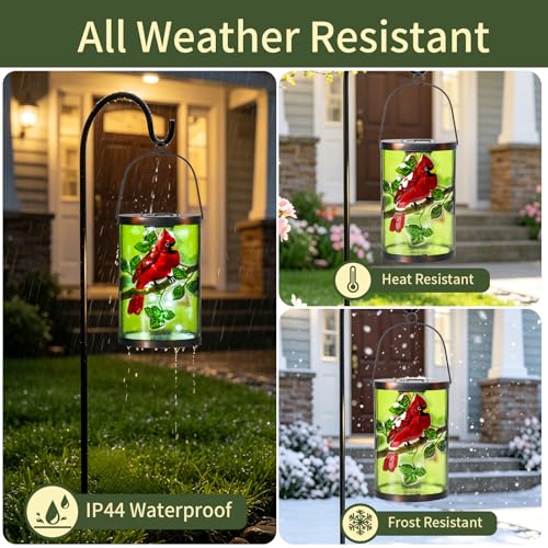 MUMTOP Cardinal Solar Lantern Outdoor Waterproof, Hanging Garden Light - color: Lime Green