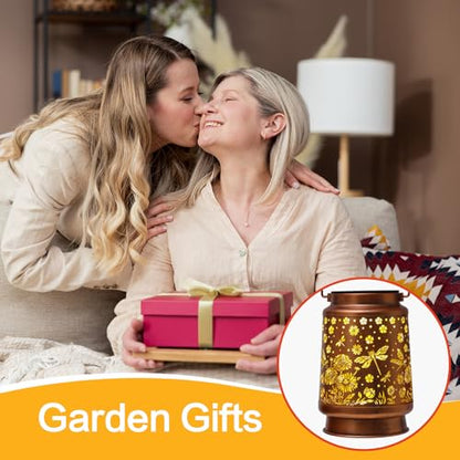 2 Pack Dragonfly Solar Lanterns Outdoor Waterproof Daisy Garden Decor Birthday Gifts for Women Mom Grandma Hanging Solar Lights Metal Lantern Decoration Outside for Porch,Patio,Yard,Backyard - style: P. 2 Pack Dragonfly Lantern