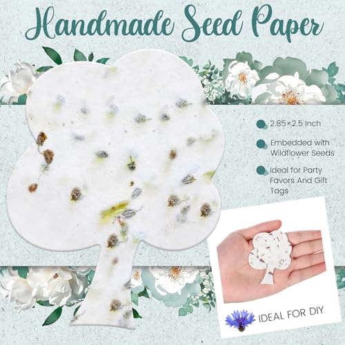 Dunzoom 50 Pcs Plantable Seed Paper Tags Wildflower,Tree Shape - style: Tree Shape