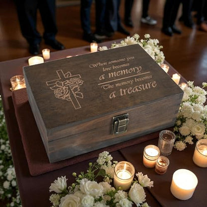 Sympathy Gift for Loss of Loved One, Engraved Memorial Memory Box - size: Medium, style: Memorial