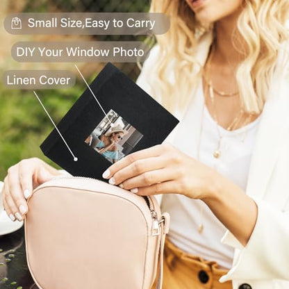 Artmag Mini Photo Album 4x6 50 Pockets 2 Pack, Linen Cover with Front Window Album Each Holds 52 Vertical Photos for Family Wedding Baby Children (Black) - color: Black, size: 50 Pockets/2PKS