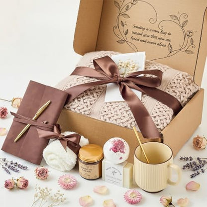 Sending Hug Gift Box for Women, Thinking of You Care Package, Best Friend Birthday Gifts, Get Well Soon Gifts for Women, Self Care Wellness Gift Set for Mom Sister Coworker