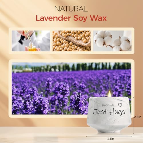 Sympathy Gifts for Loss of Loved One, No Words Just Hugs Candle, Bereavement, Grief, Miscarriage, Memorial Gifts - 6oz Lavender Scented Soy Wax Candle - Get Well Gift for Grieving Friends Women