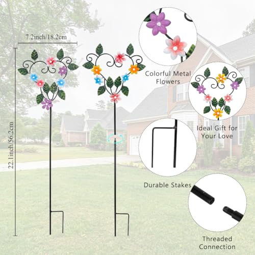 Metal Flowers Decorative Garden Stakes,3Pcs Heart Shape Metal Flower - color: Heart Shape Stakes